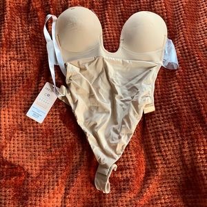 “Nude”/Tan Plunge Self-adhesive Backless Bodysuit